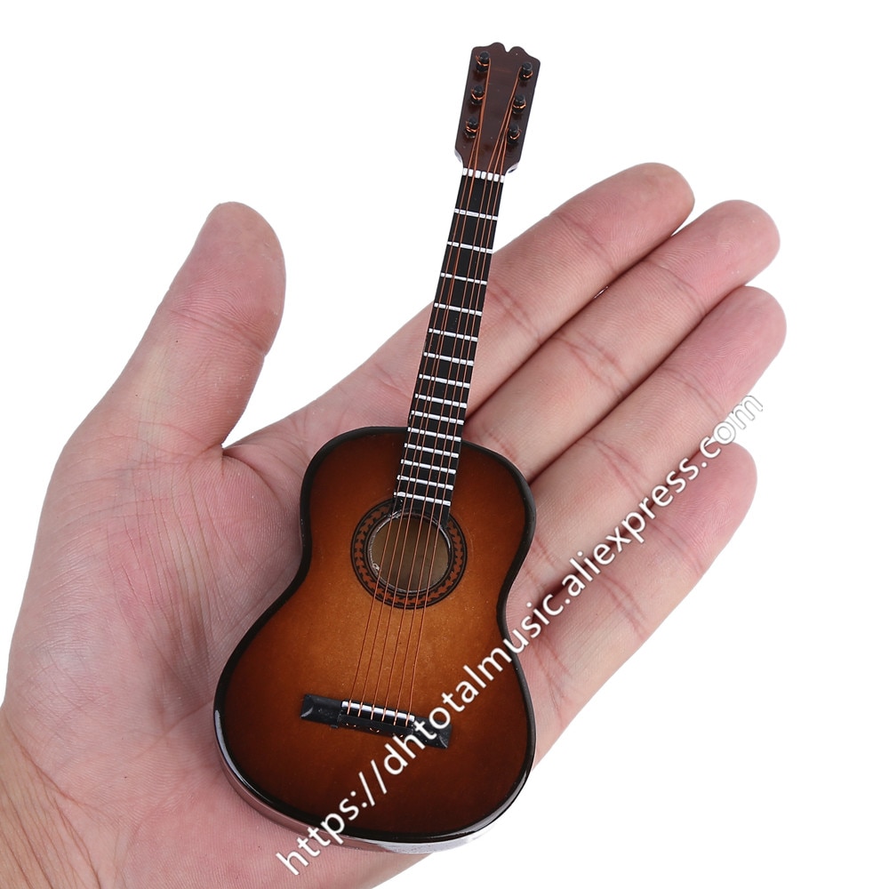 Mini Classic Guitar With Support Miniature Wooden Musical Instruments Collection Decorative Ornaments Model Decoration
