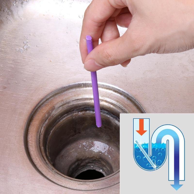 12/set palos Sani aceite de descontaminación de la cocina, baño, bañera desagüe limpiador de limpieza de alcantarillado Rod conveniente alcantarilla pelo claro