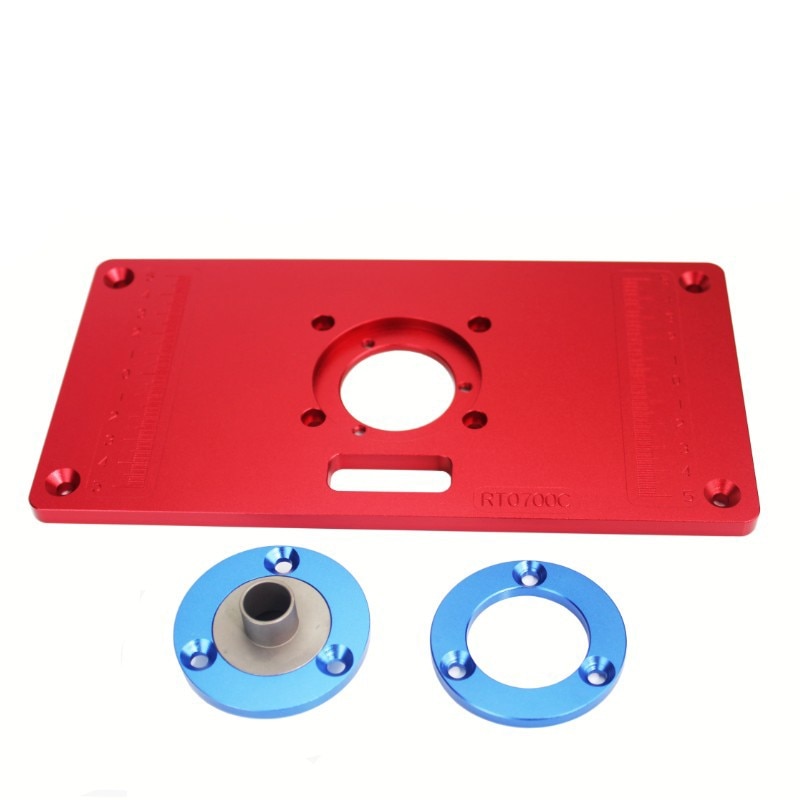 Aluminum Router Table Insert Plate w/ 2 Router Insert Rings For Woodworking Benches Router RT0700C red