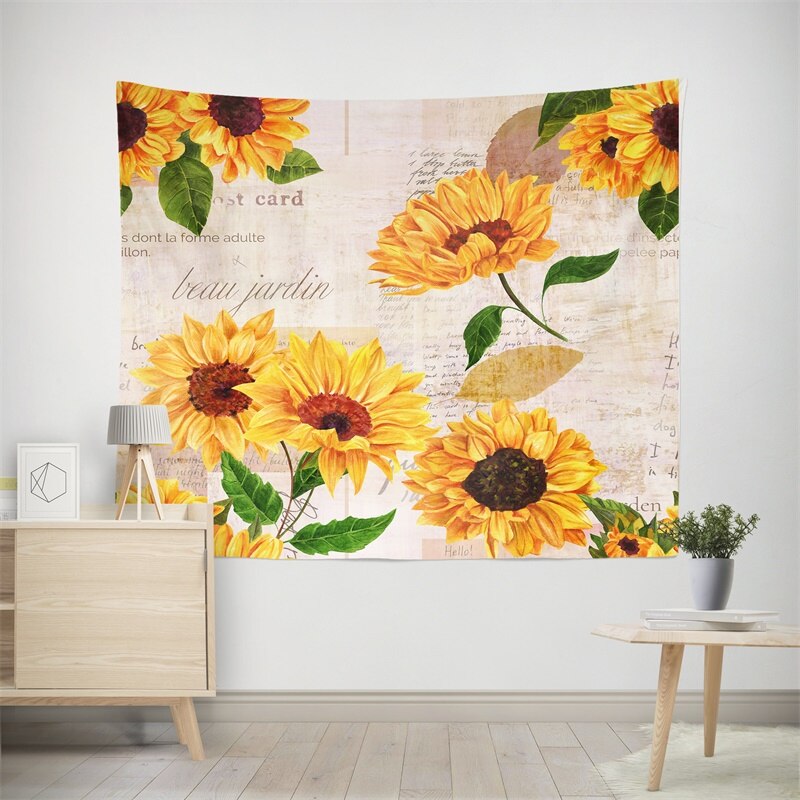 Floratapastra tapisserie murale de tournesol Tropical | Tapis mural suspendu, nappe de Table 95*73cm