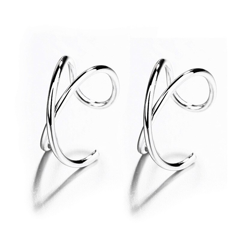 Real 925 Sterling Silver Ear Cuff Earrings Simple Non-Pierced Cartilage Earrings Ear Cuffs Clip On Earrings for Women Girls: Style A