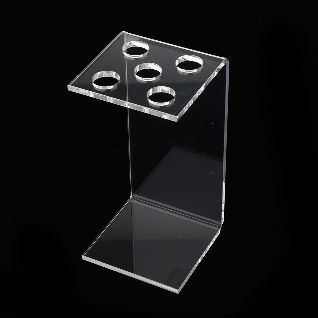 5 Holes Acrylic Barber Hair Beard Scissors Holder Stand Scissors Storage Organizer