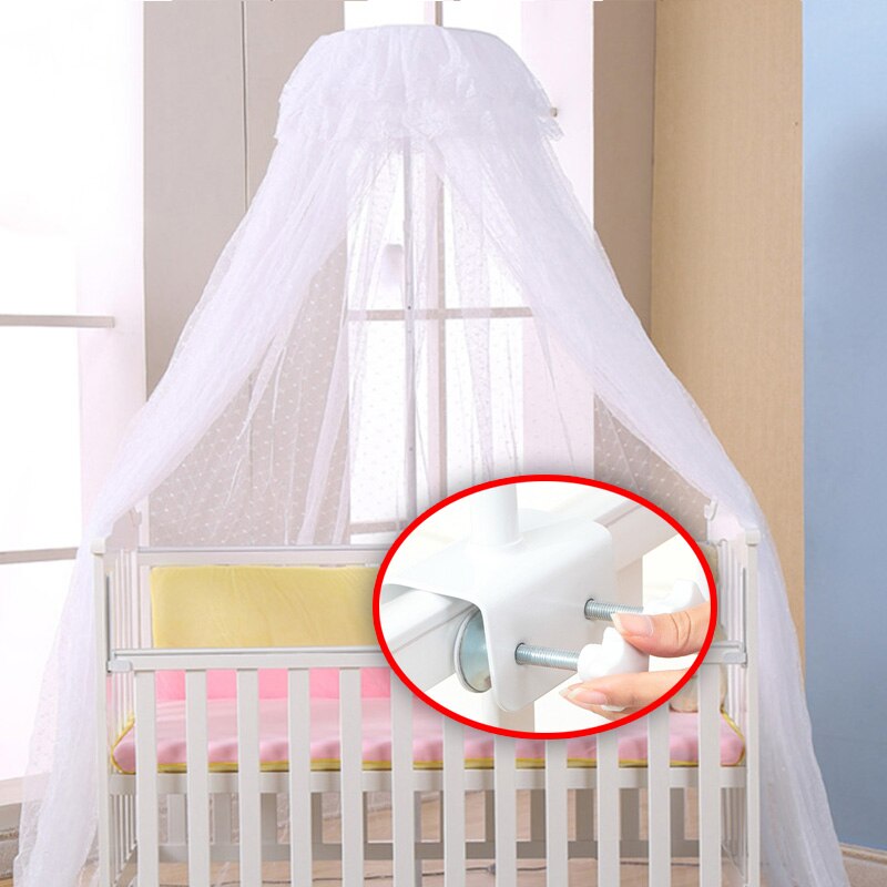 Summer Baby Mosquito Net Mesh Hanging Dome Infant Baby Bed Hanging Tent Portable Toodler presepe baldacchino tende a rete con supporto: White with holder