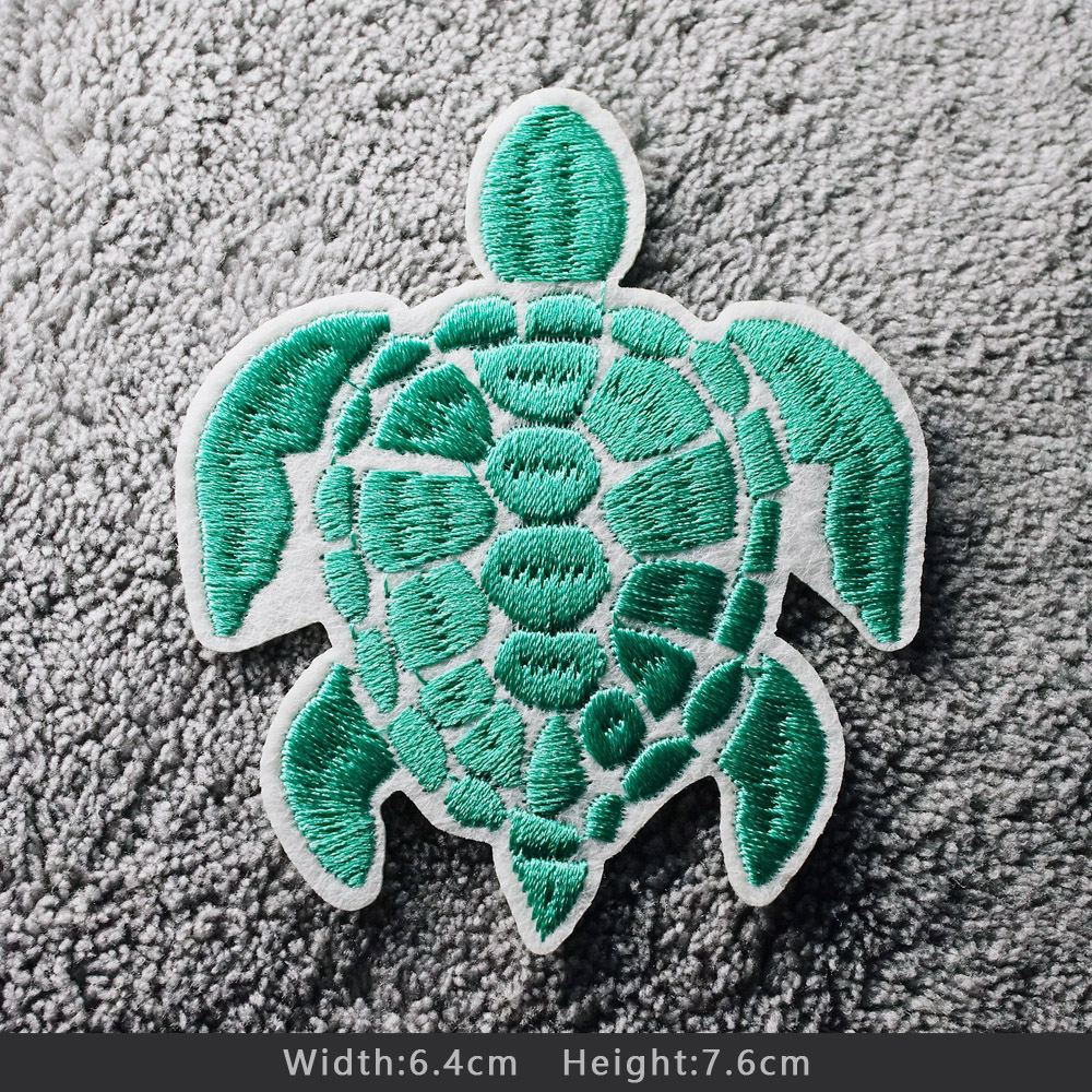 Parches bordados de flores de arcoíris, ballena y tortuga marina, para camiseta, apliques para planchar, ropa, pegatinas para pantalones vaqueros, insignias, gafas de sol, mano: Zinc envejecido