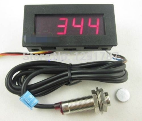 Sensor de proximidade dc 8-15 v npn + 4, tacômetro digital vermelho led medidor de velocidade 5-9999 rpm