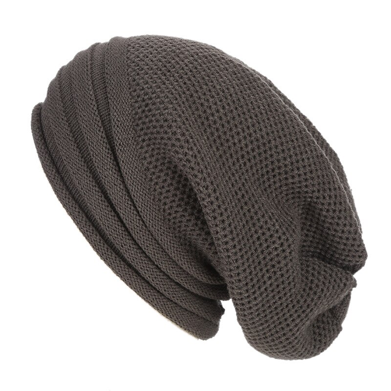 Gorro holgado de punto para hombre y mujer, gorros cálidos de Hip-hop de gran tamaño, ropa de esquí para exteriores, Invierno: Gris oscuro