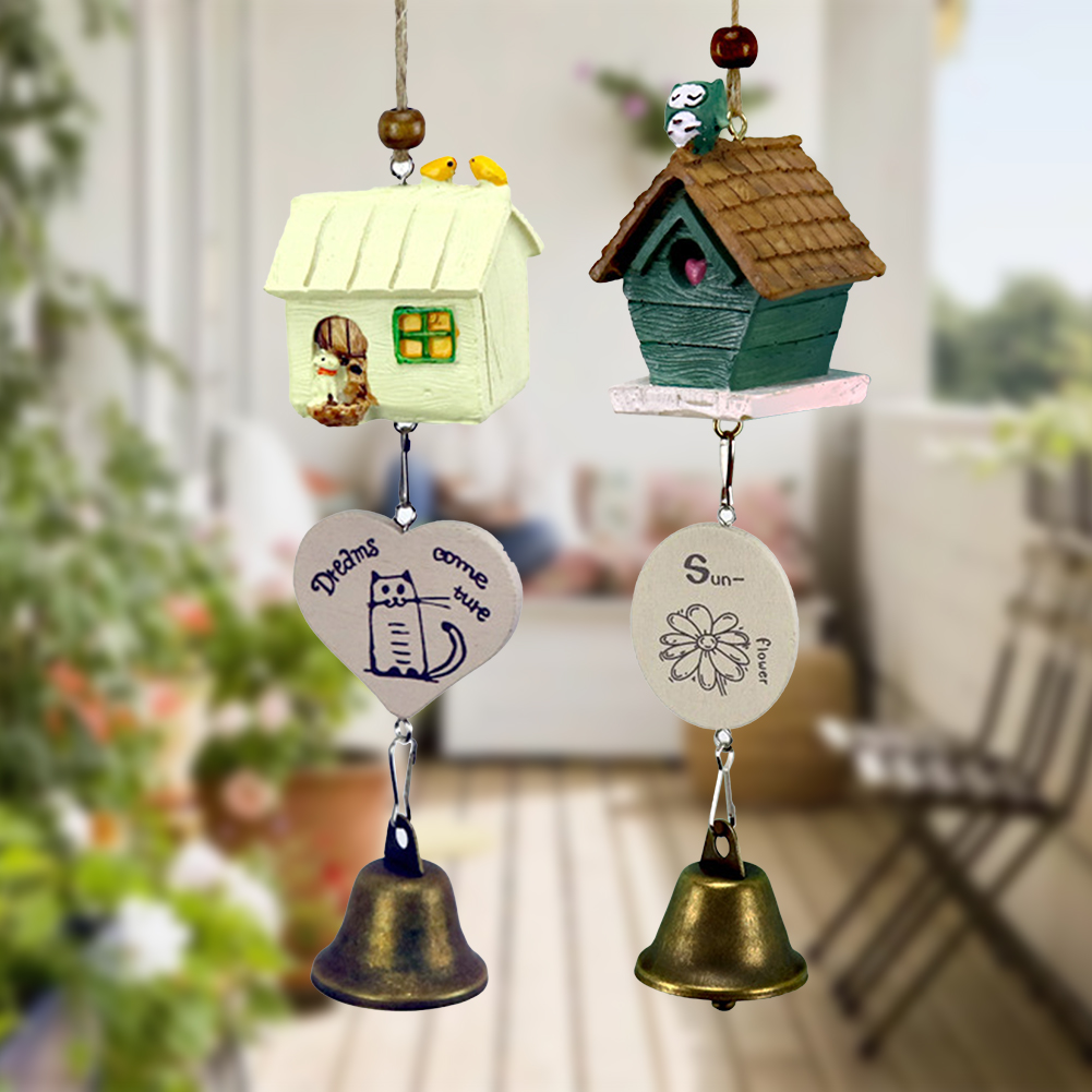 Hars Cartoon Windgong Vogelkooi Ornament Huisdecoratie Tuin Schattige Vogel Huis Opknoping Bel Hanger Ambachtelijke
