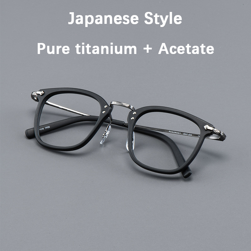 2024 Japan Luxe Puur Titanium Rechthoekig Frame Brillen Man Zakelijke Stijl Acetaat Vierkante Bijziendheid Lenzen Bril