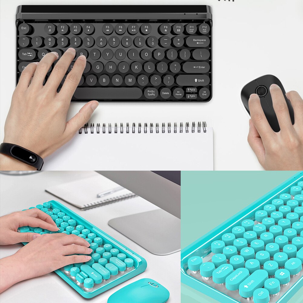 2.4G Waterproof Gaming Ergonomic Sensitive USB Ultra Thin Punk Key Wireless Multimedia Buttons Portable ABS Keyboard Mouse Set