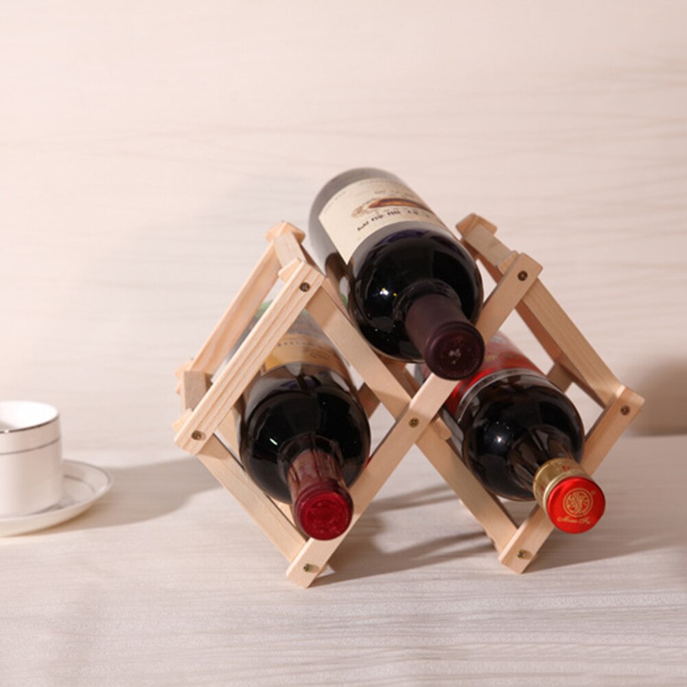 Nuovo Classico Pieghevole In Legno Supporto del Vino Rosso Cremagliera 3 Bottiglie di Vino Display di Stand Scaffale per Cucina Bar