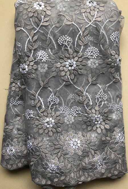 Tissu africain de dentelle de filet, tissu nigérian de de dentelle de mariage 5Yards pierres dentelle française de Tulle YLL4865