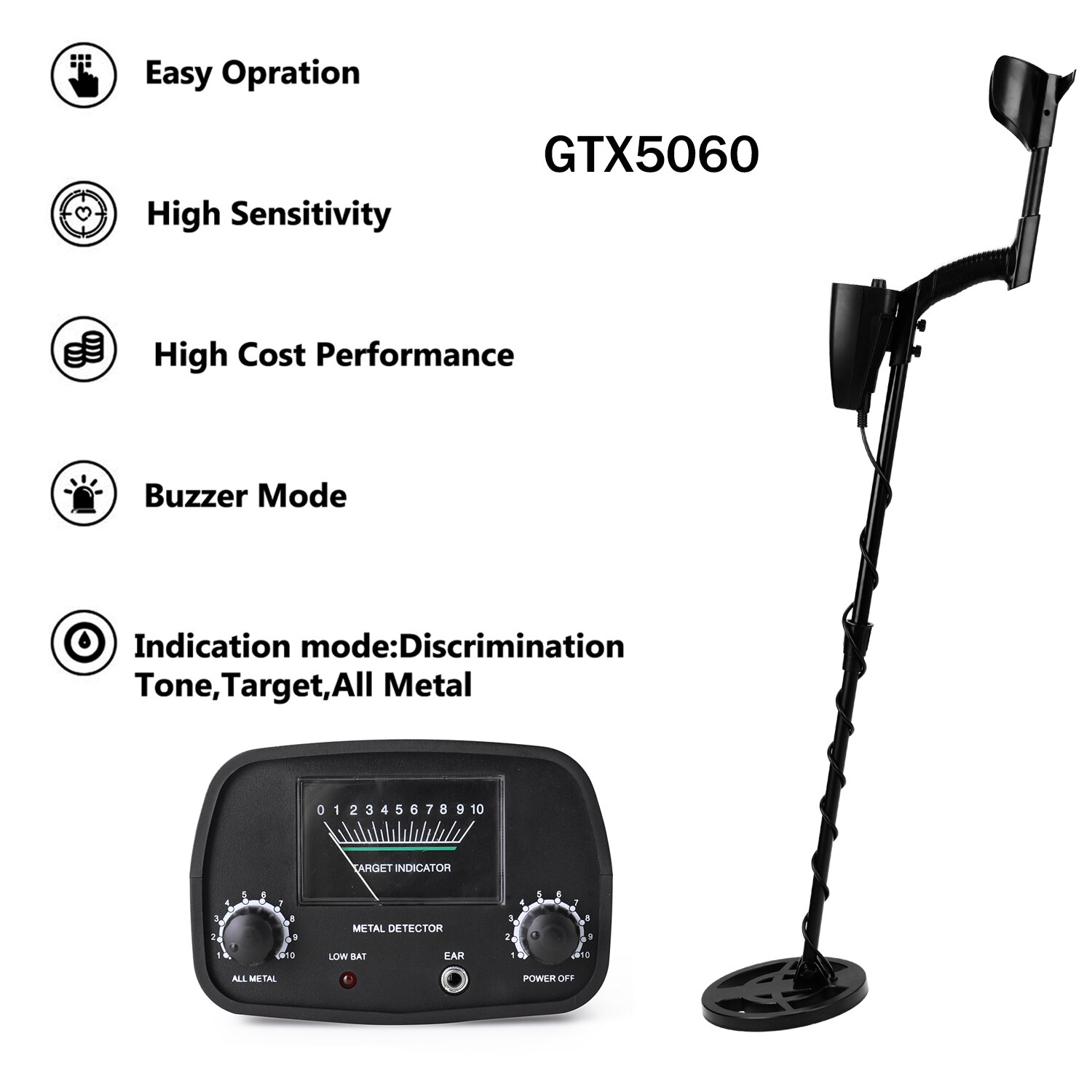 GTX5060 Metal Detector металлоискатель High Sensitivity Jewelry Treasure Gold Metal Detecting Tool