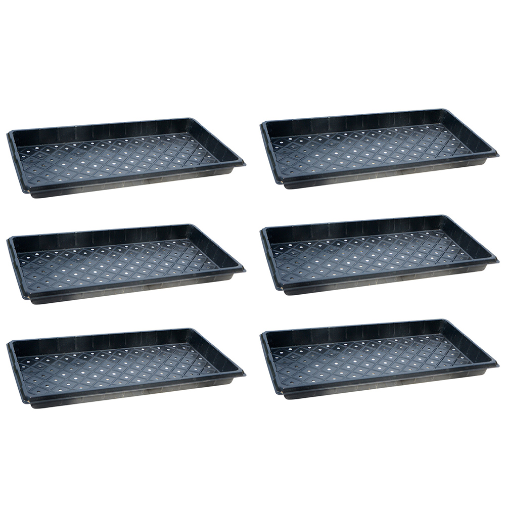 Bandejas de germinación de plantas, plato de cultivo, iniciador de plantas, jardín, granja, vivero, bandejas de orejas en S, juego de bandeja de inicio de plantas de invernadero, 6 uds.: BLANCO