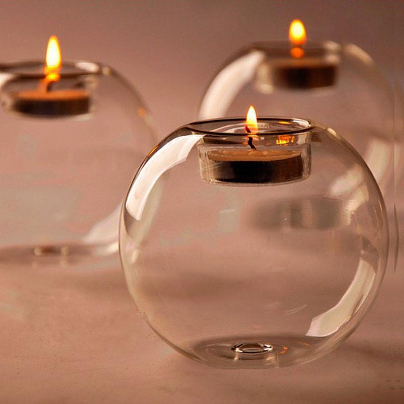 2 st/förpackning glaskula ljushållare heminredning vintage kristall kandelaber fest bröllop ljusstake fest bröllop dekoration