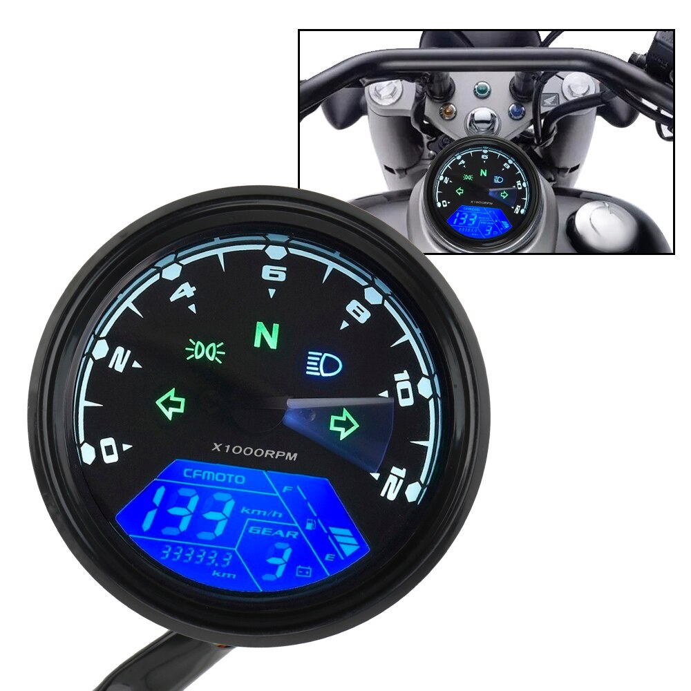 Night vision Dial Odometer LED Multi-function Digital Indicator Tachometer Fuel Meter Universal Motorcycle Panel Speedometer