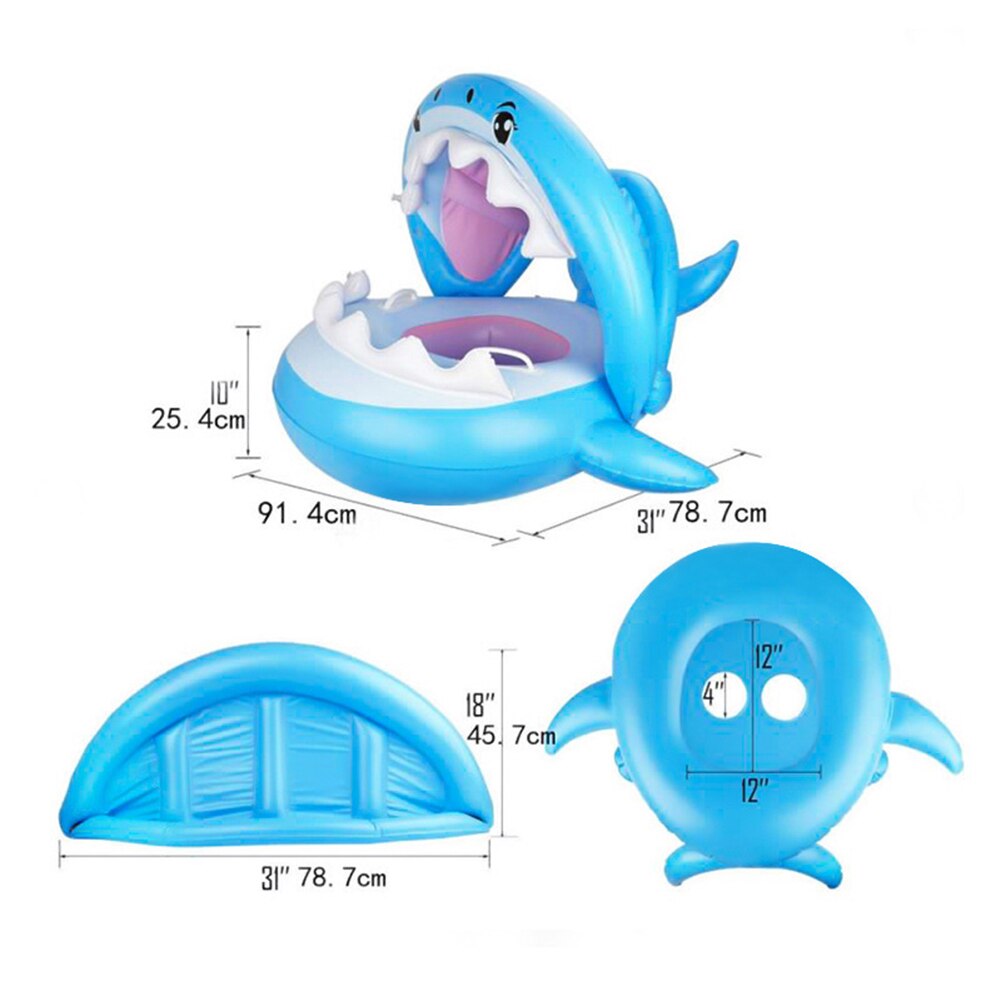 Kids Inflatable Shark Seat Toy Swimming Ring Pool Floating Row Water Bed Float Summer Cool Party Water Playing Sports Toys