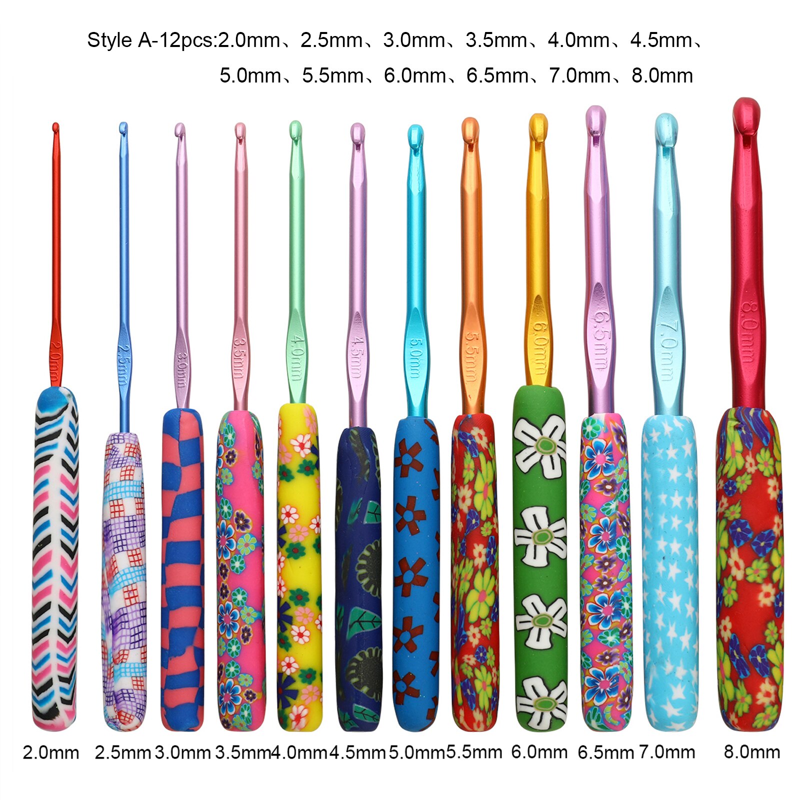 Premium Colorful Crochet Hook Set Soft Ceramic Mix Color Crochet Needles Home DIY Knitting Needles Sewing Tools: Style A-12pcs