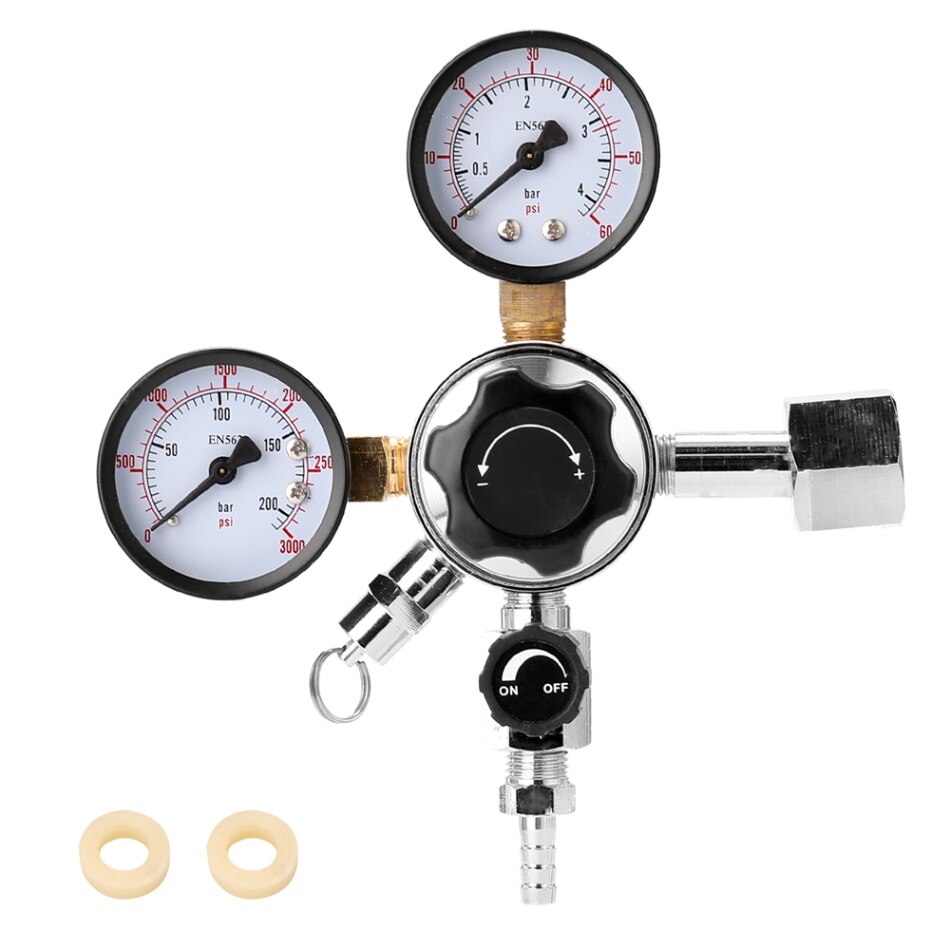 Stainless Steel Beer CO2 Keg Regulator Safety Pressure Relief Valve 0-3000 PSI Tanks Double Pressure Gauge: Type 1