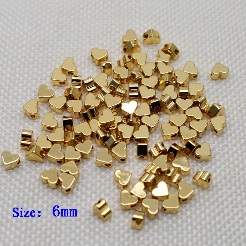 6mm Pentagram heart cross Butterfly shape Beads Metal Copper beads Gold Loose beads for Jewelry Making DIY Bracelet hole 1.7mm: A006-6mm-10pcs