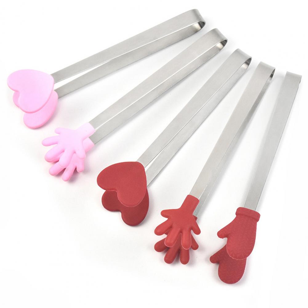 Food Clip Portable Cute Stainless Steel Mini Hand-Shaped Ice Cube Sugar Tong Kitchen Supplies Cake Shop Bread Clamp Gadget Clips