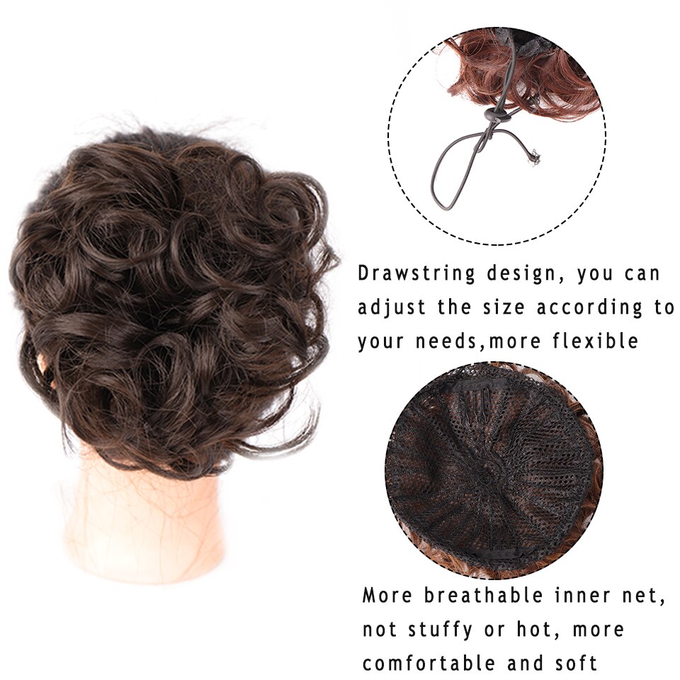 Fibra de alta temperatura de alta temperatura do cabelo do coque do cabelo da faixa de borracha do encaracolado do chignon do cordão sintético de shangke