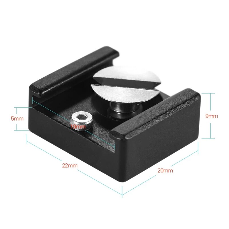 Cold Shoe Mount Adapter Base Bracket with 1/4 inch Mounting Screw for DSLR Camera Cage Flash LED Light Microphone