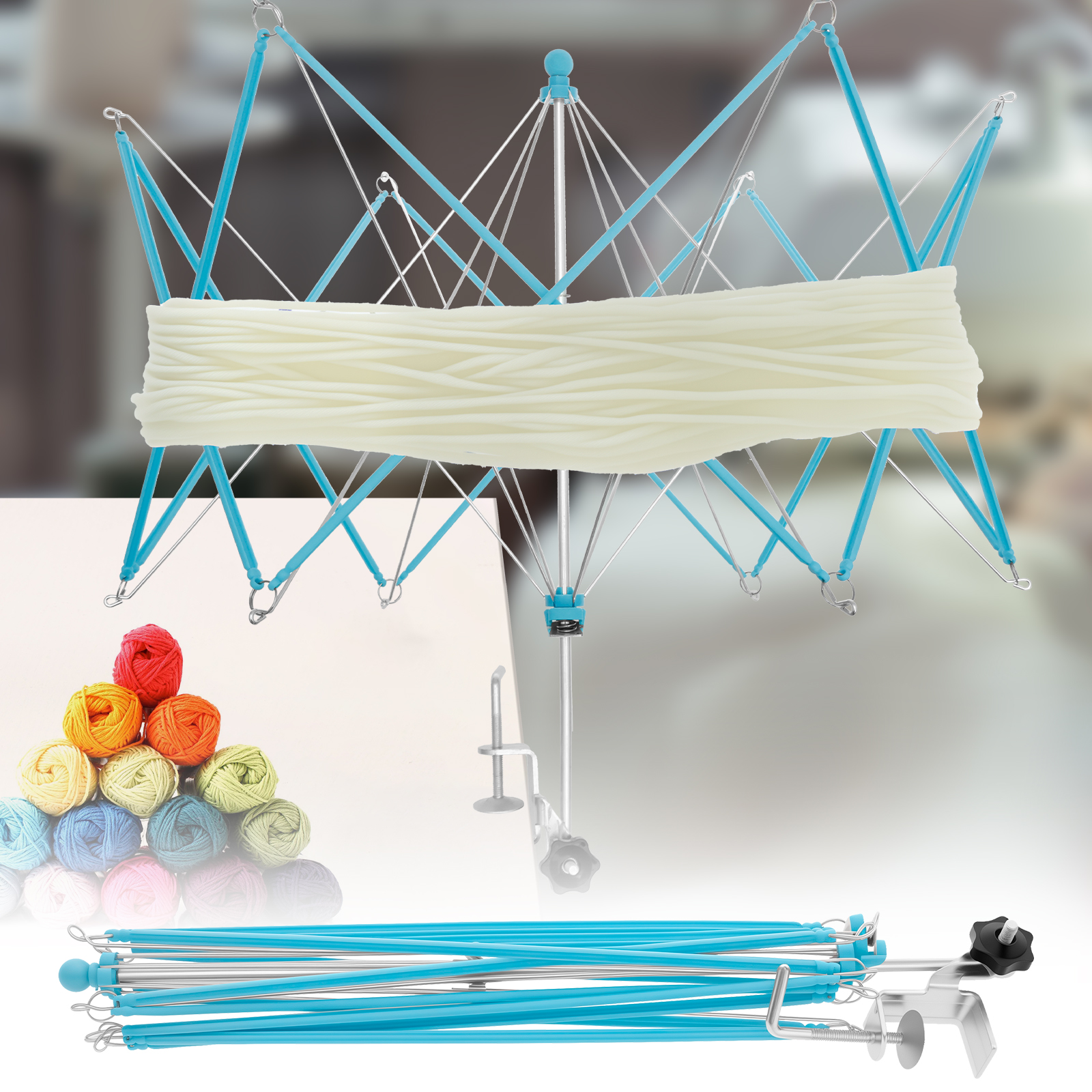 Umbrella Yarn Swift with Table Clamp Portable Yarn Swift Winder Essential Crochet Tools Easy Setup and Low Noise for Skeins