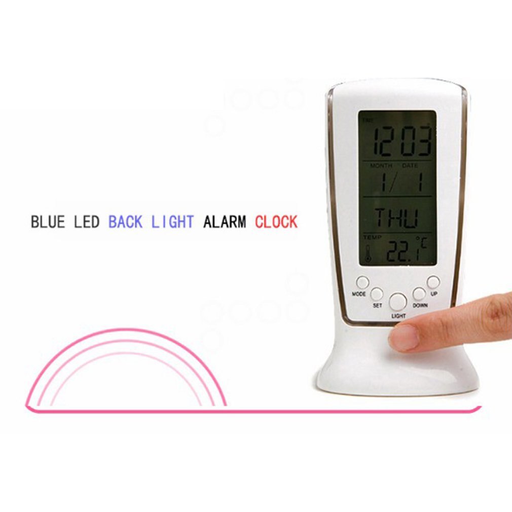 Cyfrowy budzik doprowadziło zegar z niebieskie podświetlenie budzik elektroniczny zegarek wyświetlacz LCD kalendarz termometr zegar na biurko