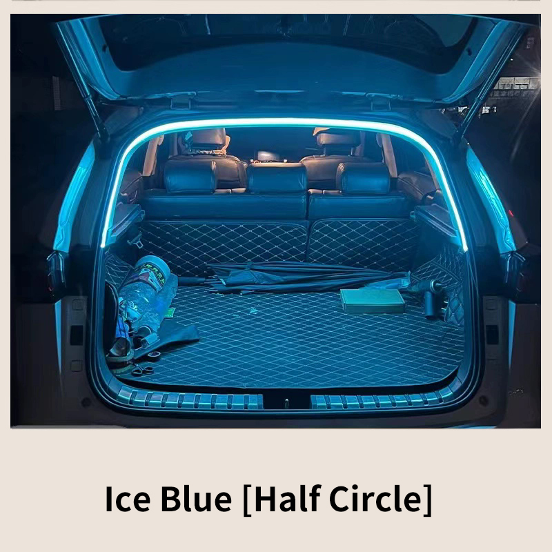 Iluminación de maletero de alto brillo para coche, luz ambiental, decoración interior, cableado LED, tira de luces para puerta trasera con detección automática sin cables: Azul oscuro