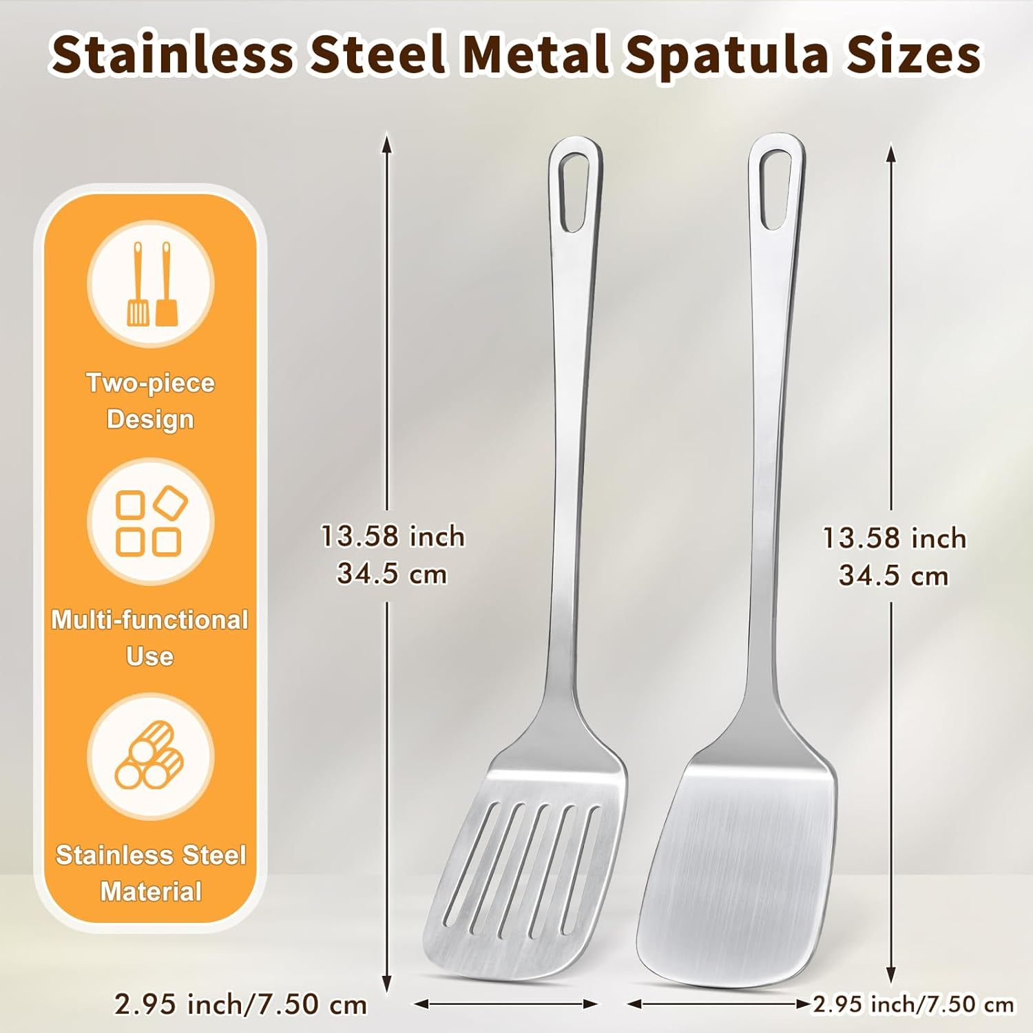1/2 stuks roestvrijstalen spatelset, metalen spatel massief en gleuf voor keukengebruik kookgerei voor vis eieren pannenkoeken