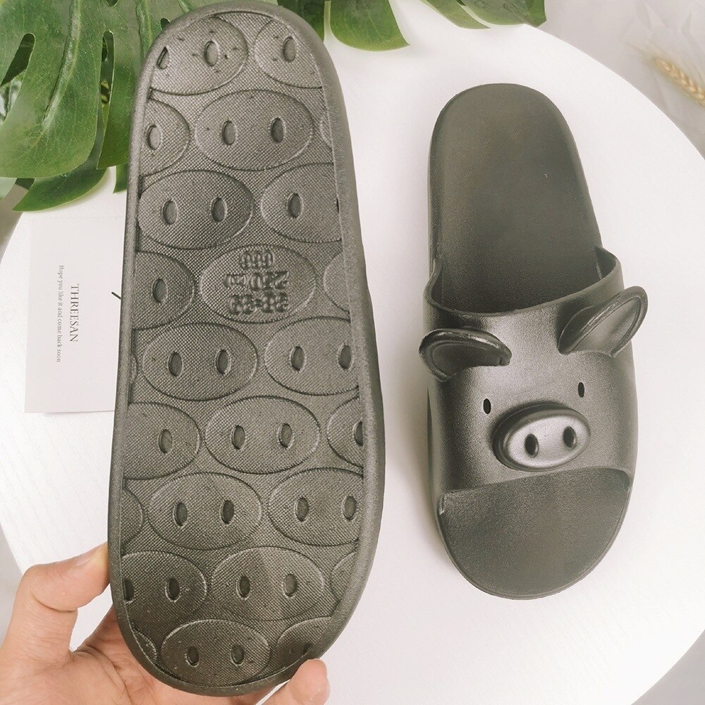 Maiale Rosa Pantofole Femminile Bella Ragazza Umore compagno Casa Interno Confortevole Antiscivolo Da Bagno Freddo Mocio Pantofole A Casa Maschili degli uomini scarpe: nero / 38-39