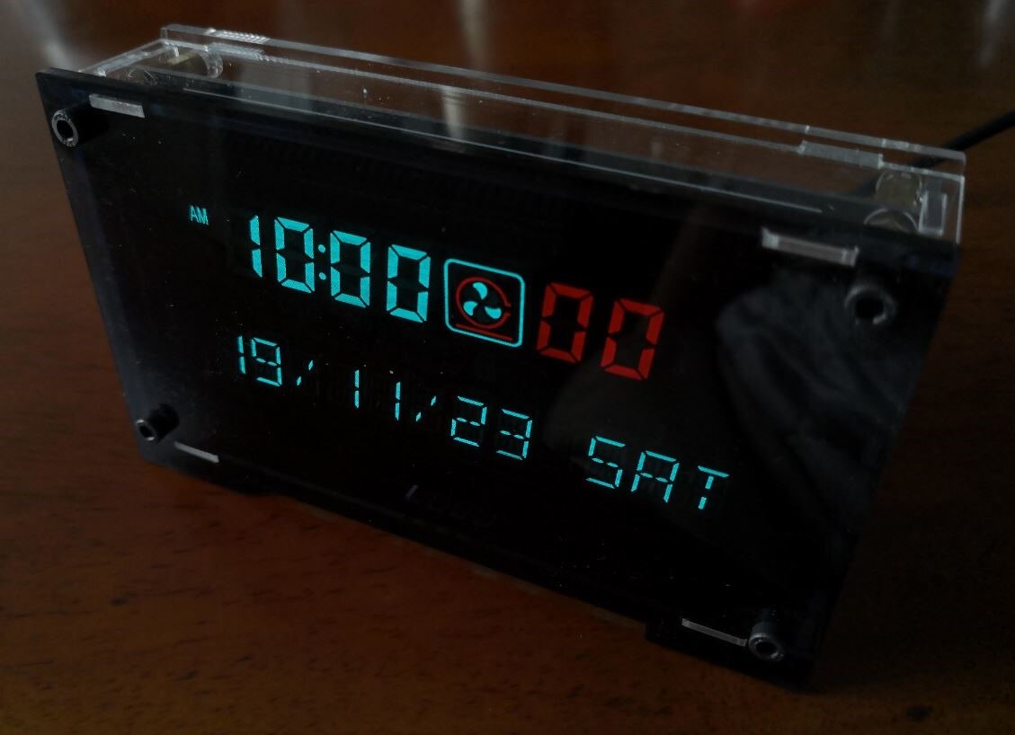 Vfd Klok Vacuum Fluorescent Display Twee-Kleur Vfd Screen 5V Voeding Tijd Geheugen 6 Inches: Dark panel