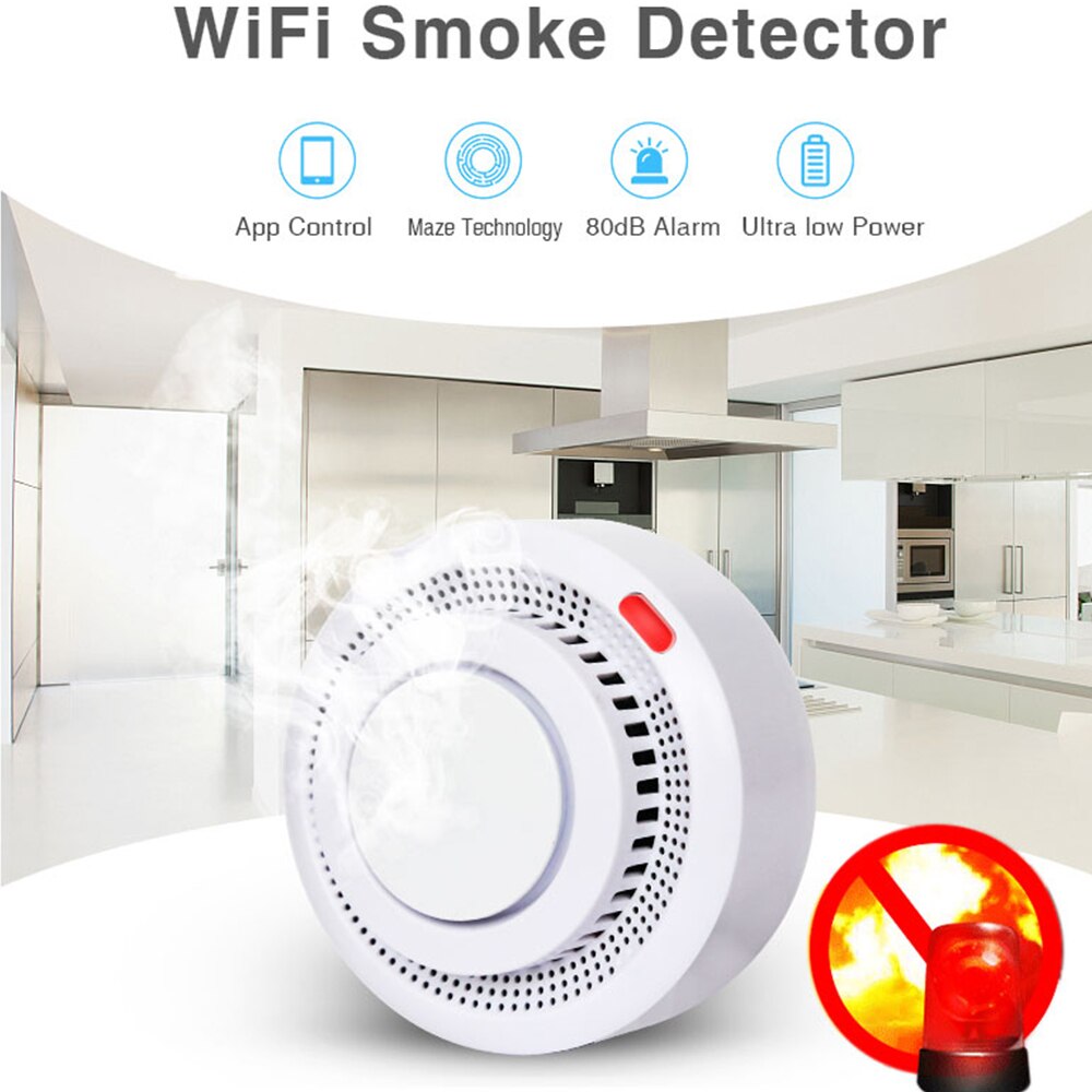 Smart Home Automation Wifi Smart Smoke Detector Tuya Smart Life Fire Alarm Sensor Home Security System