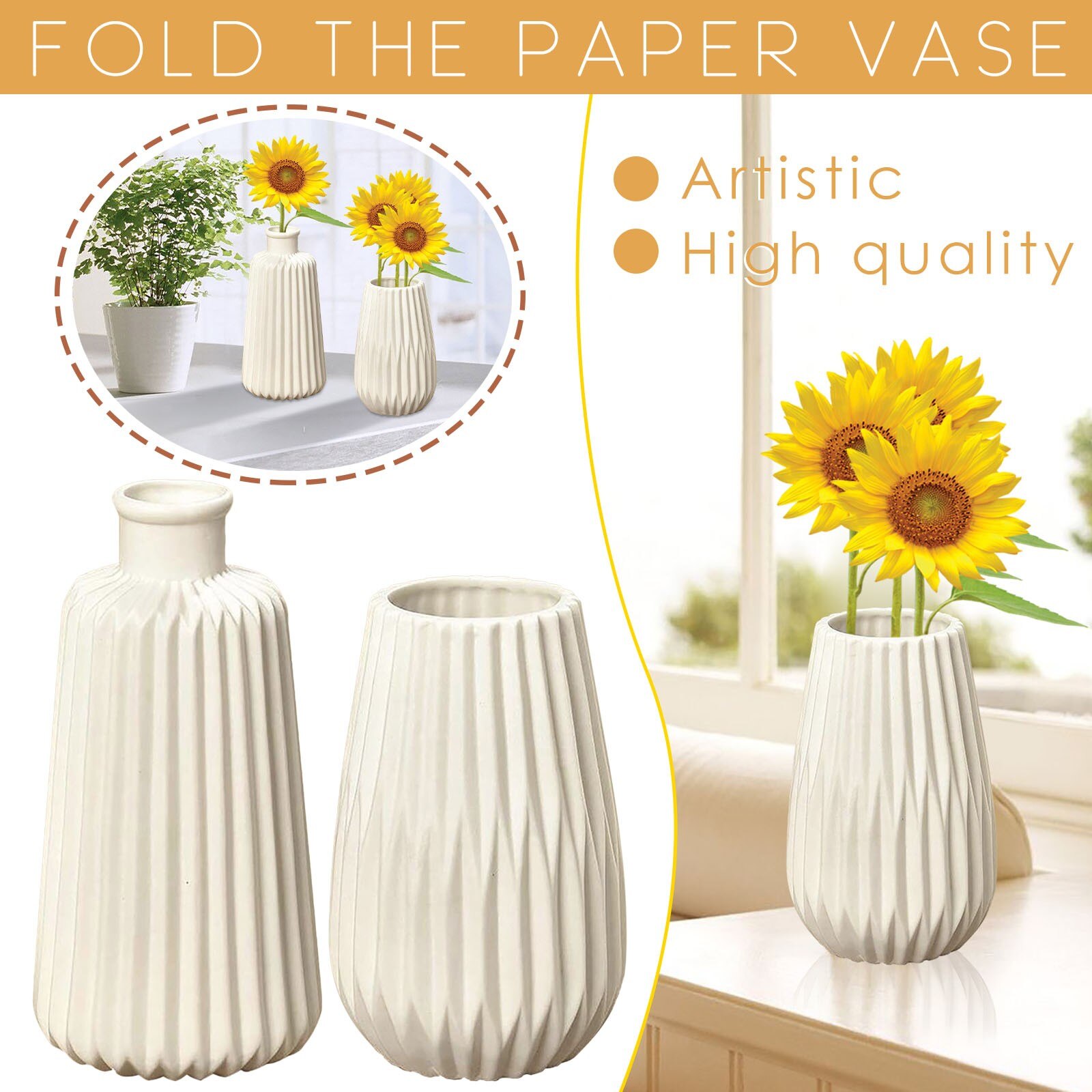 Spiral Folded Paper Vase 2pc Europe Ceramics Flowers Pot Home Plant Vases Living Room Tabletop Decoration