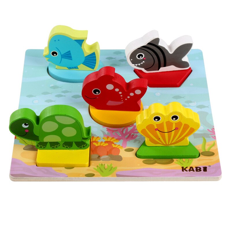 3D Wooden Animal Traffic Puzzle - Hand Grasp Board - Educational Toy for Toddlers Boys Girls: White