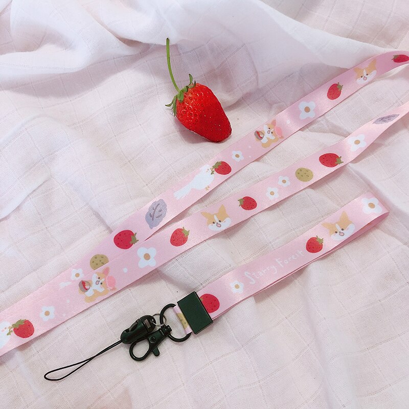 STARRY FOREST Strawberry lindo teléfono móvil correas para cuello y muñeca chica Rosa correa para teléfono móvil y cámara