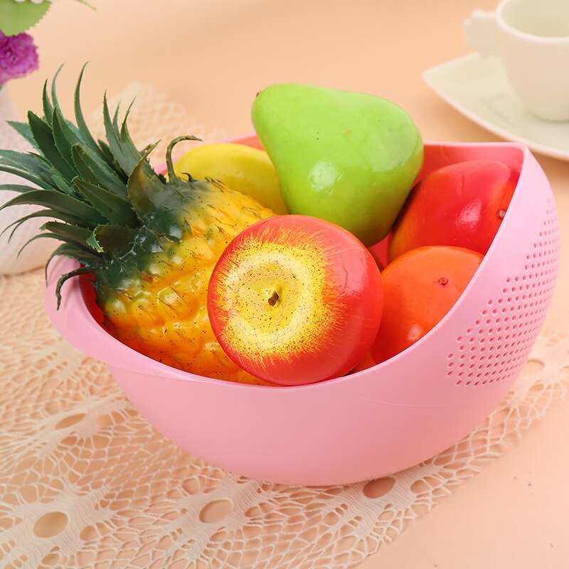 Lebensmittel Klasse Kunststoff Reis Bohnen Erbsen Waschen Filter Sieb Grün Rosa Farbe Korb Sieb Abtropffläche Reinigung Gerät