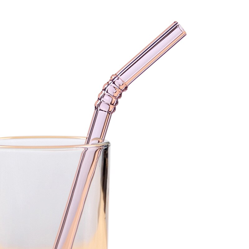 Paja de beber de vidrio paja de colores vaso pajillas de alto borosilicato resistente al calor rectas curvadas: P