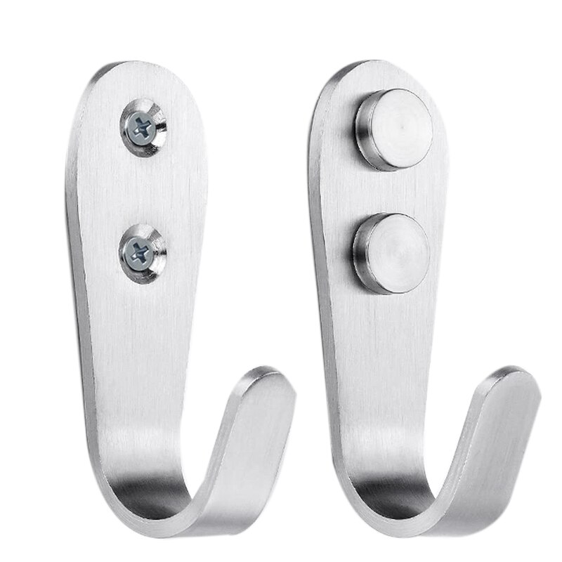 Stainless Steel Screw Single Coat Hat Hooks, Bath Towel Hook, Kitchen Hooks, Heavy Duty Wall Mount Hooks (Pack of 10)