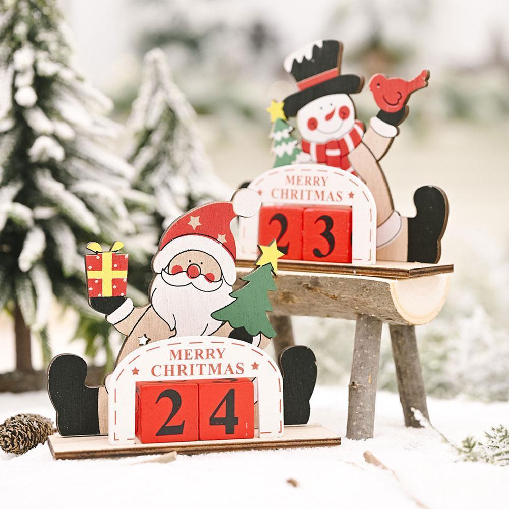 Kerst decoratie feestelijke benodigdheden houten diy countdown kalender santa decoratie creatieve kerst  d8 s 6