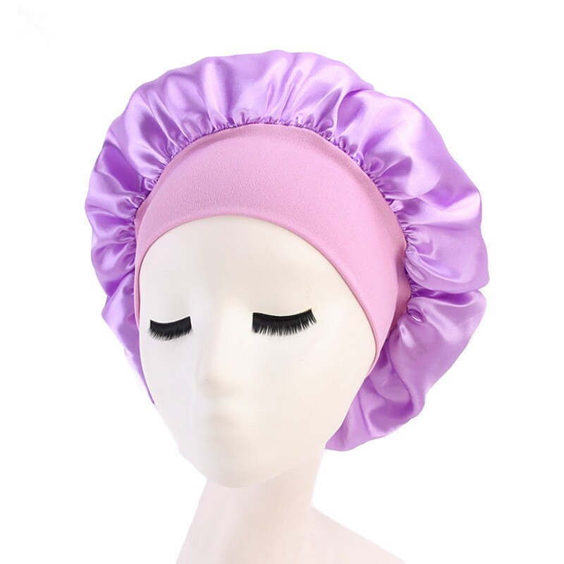 Chapeau de nuit en Satin pour femmes et hommes, Bonnet de nuit unisexe en soie, Turban de douche: Type 2-Purple