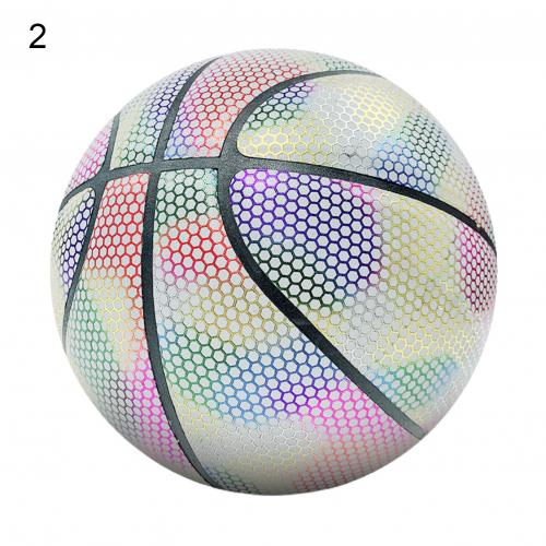 leuchtend Basketball Ball Holographische Reflektierende Beleuchtete Blitz-Ball PU Tragen-Beständig glühend Basketball Nacht Sport Spiel: 02