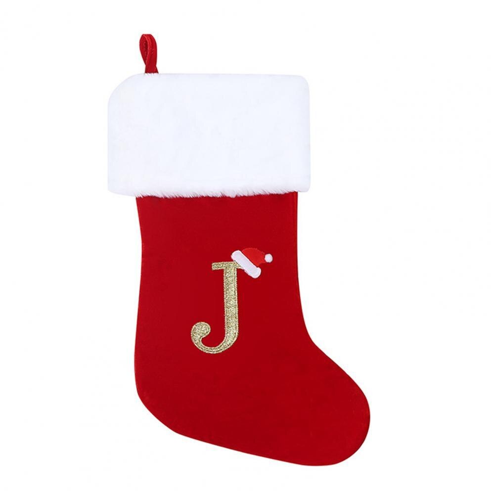 Bas de noël avec lettres nordiques imprimées, fabrication exquise avec lettres de l'alphabet, bas de noël pour la maison: J