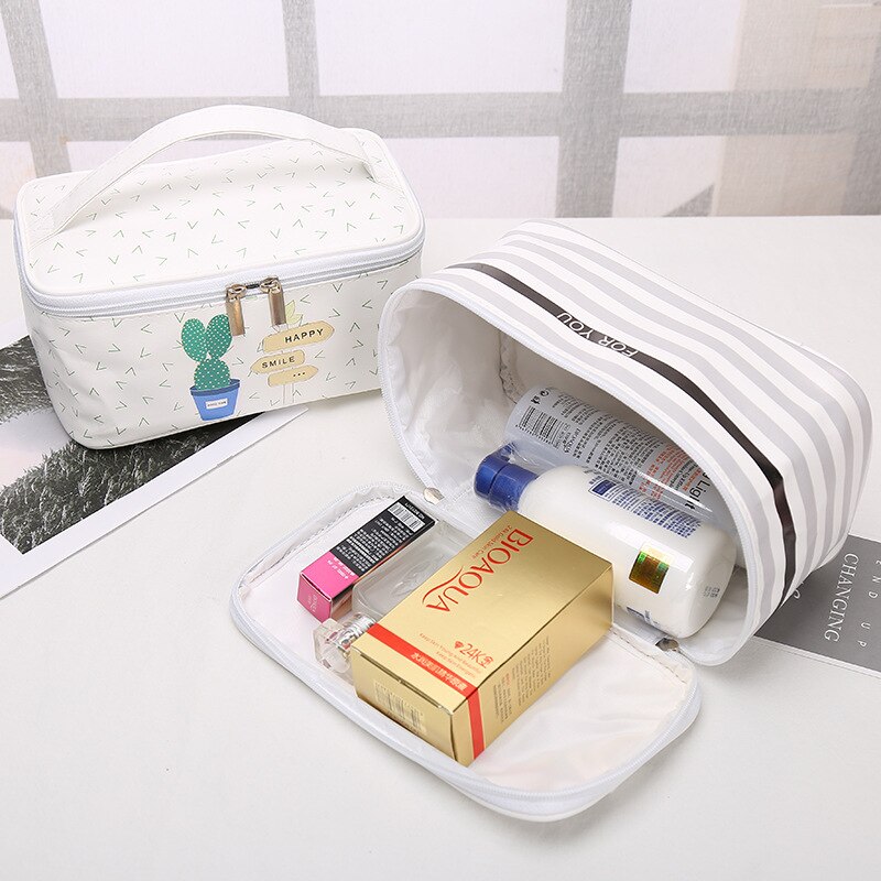 Women PU Travel Cosmetic Bag High capacity Makeup Bag Handbag Female Zipper Small Cosmetics Make Up Bags Travel Beauty Organizer