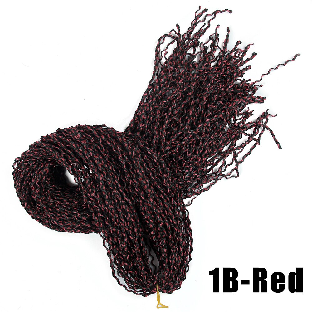 Mixed color women's braiding hair 24 inches synthetic micro box zizi braids crochet hair tiny curly braid extensions: M1b/red / 1Pcs/Lot