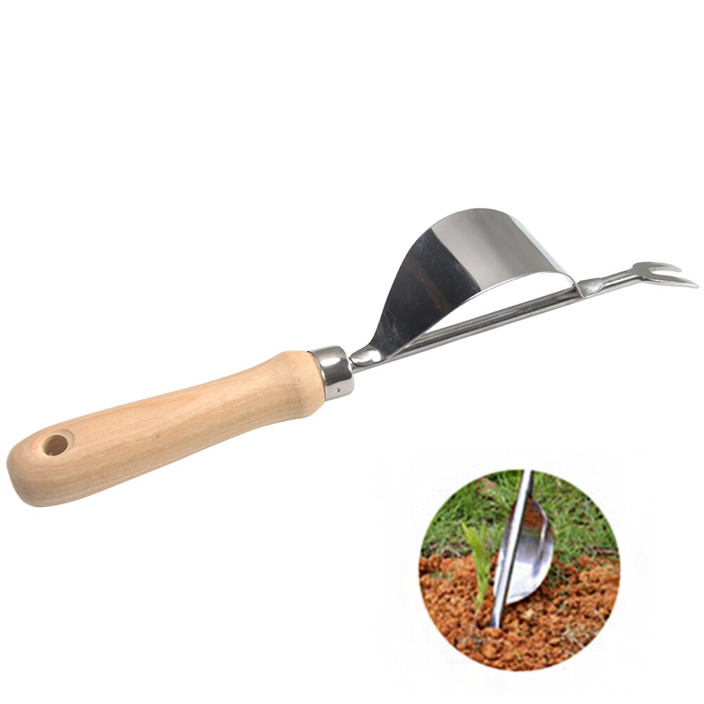 Durable Garden Easy To Use Seedling Transplanter Stainless Steel Weeder Fork Ergonomic Digging Puller Weeding Tool Manual Shovel