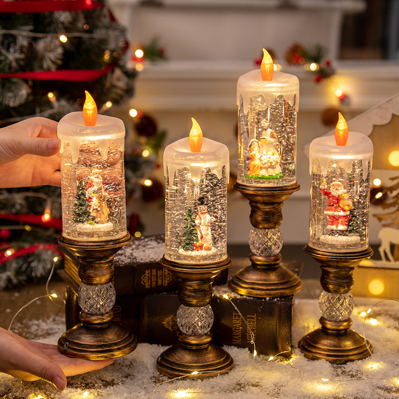 Weihnachtsdekorationen, Kerzenlichter, Weihnachten, Kristalllaternen, Schneelichter, Kindergeburtstag, Weihnachtsgeschenk, Szenenlayout