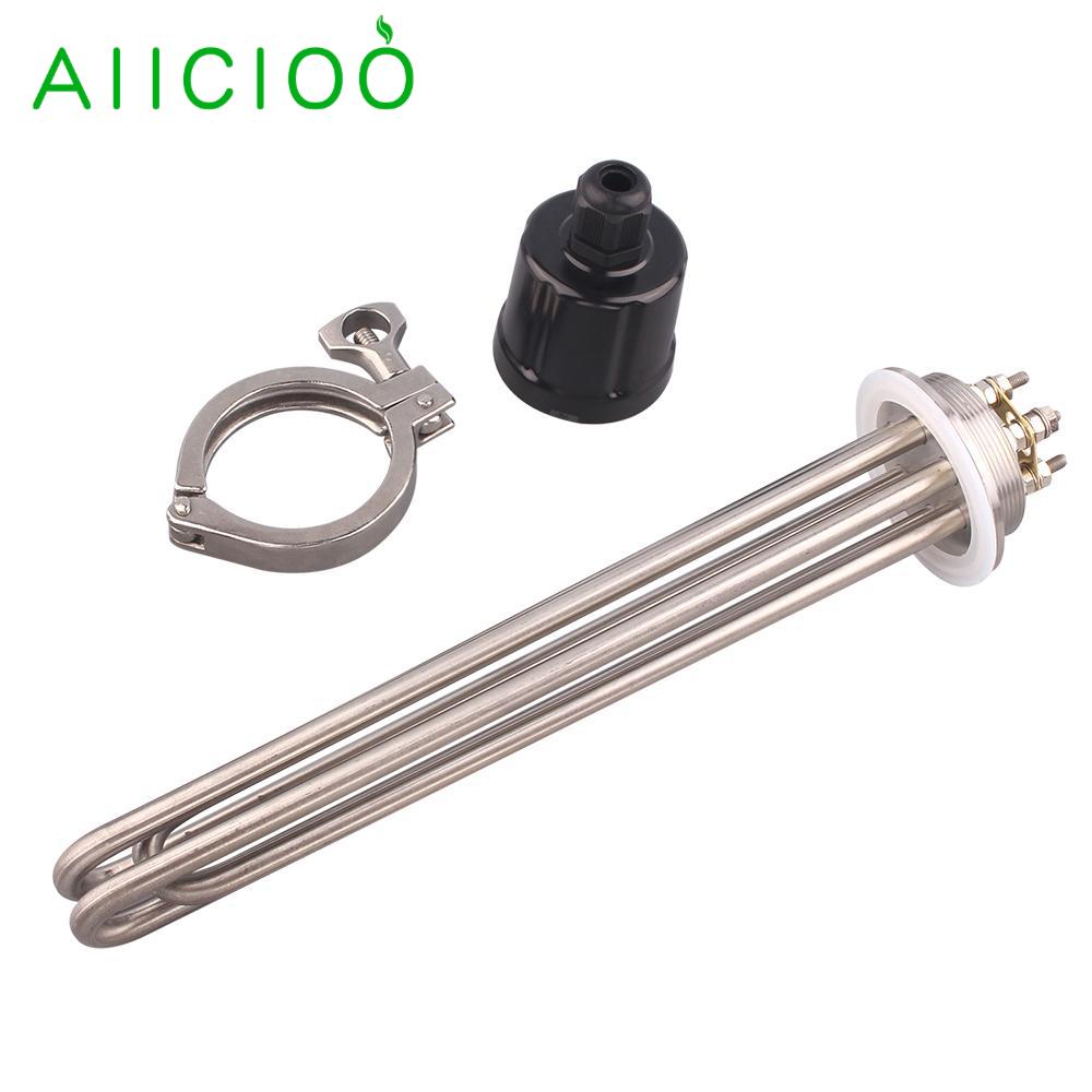 AIICIOO 2&quot;Tri Clamp Heating Element 220v for Liquid Brewing SUS304 64mm Flange Power 3KW/4.5KW/6KW/9KW/380V 12KW