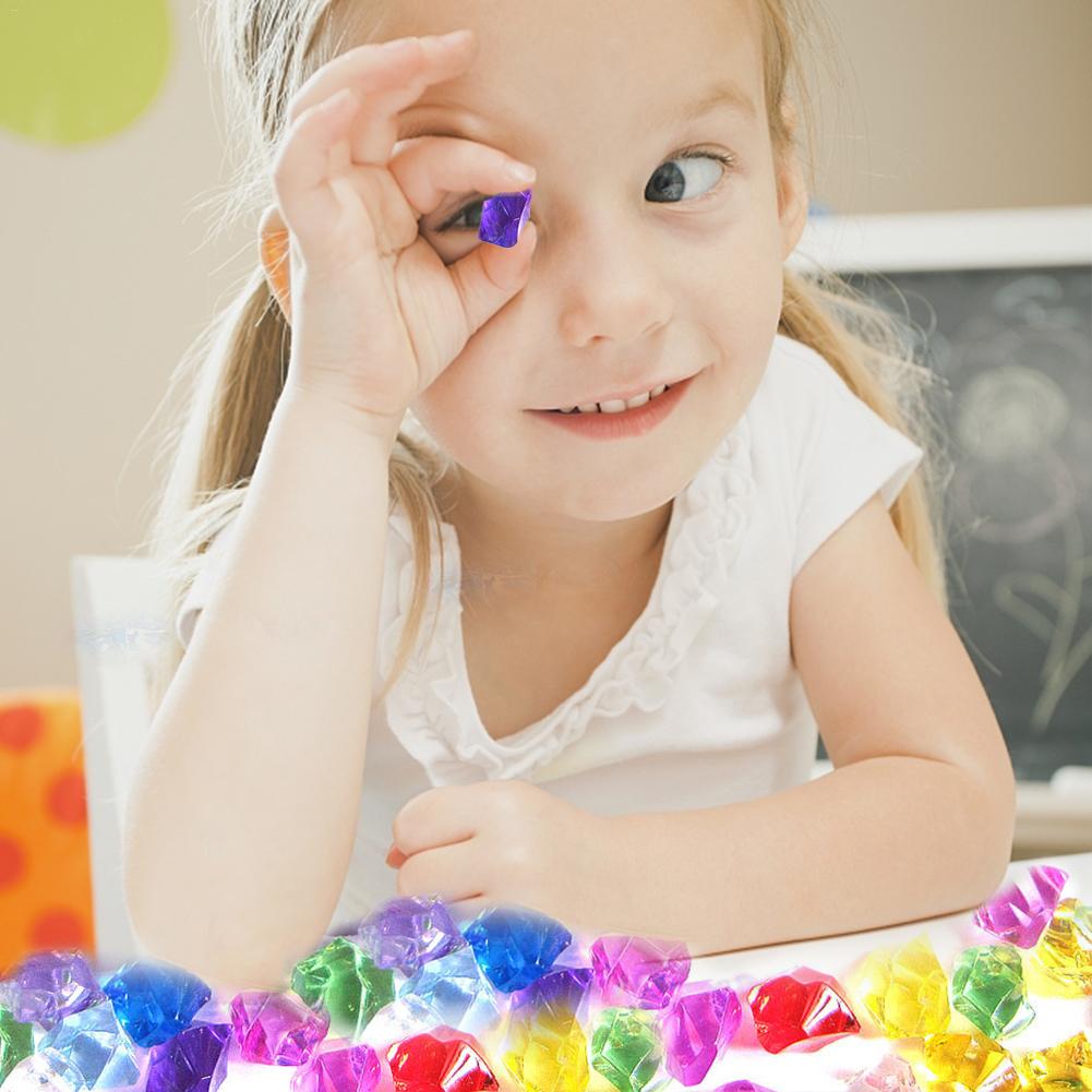 200PCS Plastic Gems Ice Grains Colorful Small Stone Children Jewels Acrylic Gems Pirate Treasure Chest DIY Crafts Pendant