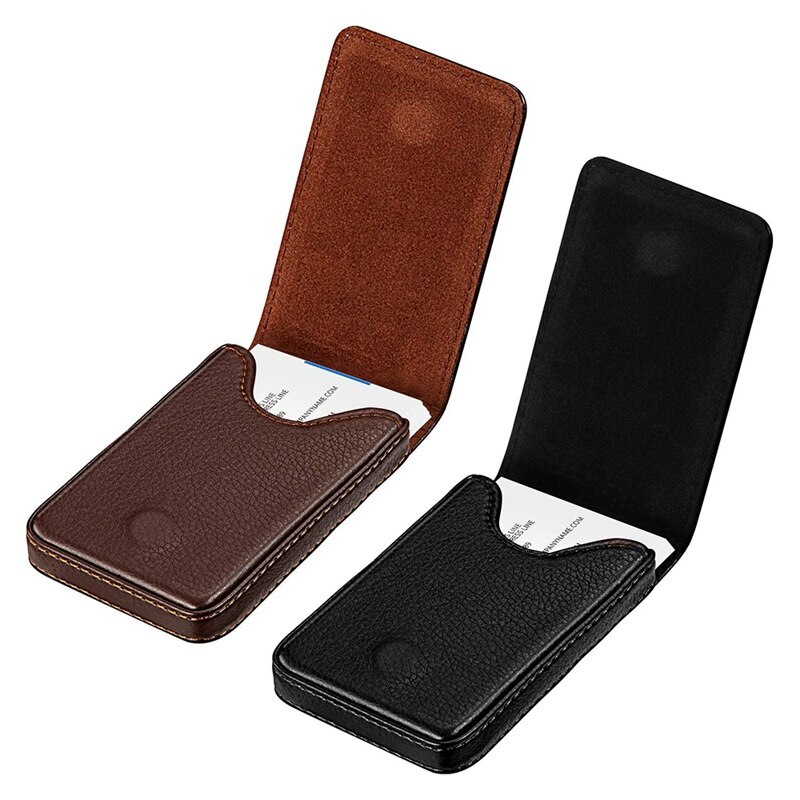 2 Pieces Business Card Wallet PU Leather Business Card Case Pocket Business Name Card Holder with Magnetic Shut